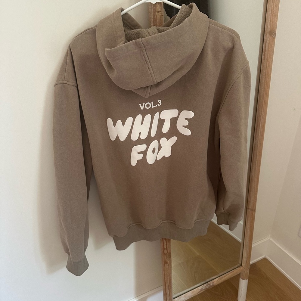 White Fox Tan Hoodie Sweatshirt - Picture 3 of 5
